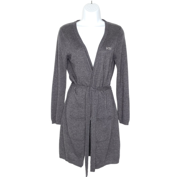 BCBGMAXAZRIA Duster Long Cardigan Sweater M Angora Wool Blend Tie Waist - Picture 1 of 9
